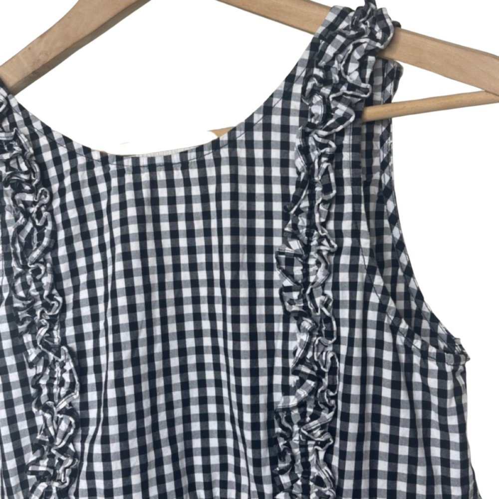 ZARA TRAFALUC | Black and White Checkered Peplum Tank with Button Back | Size XS - Picture 2 of 10